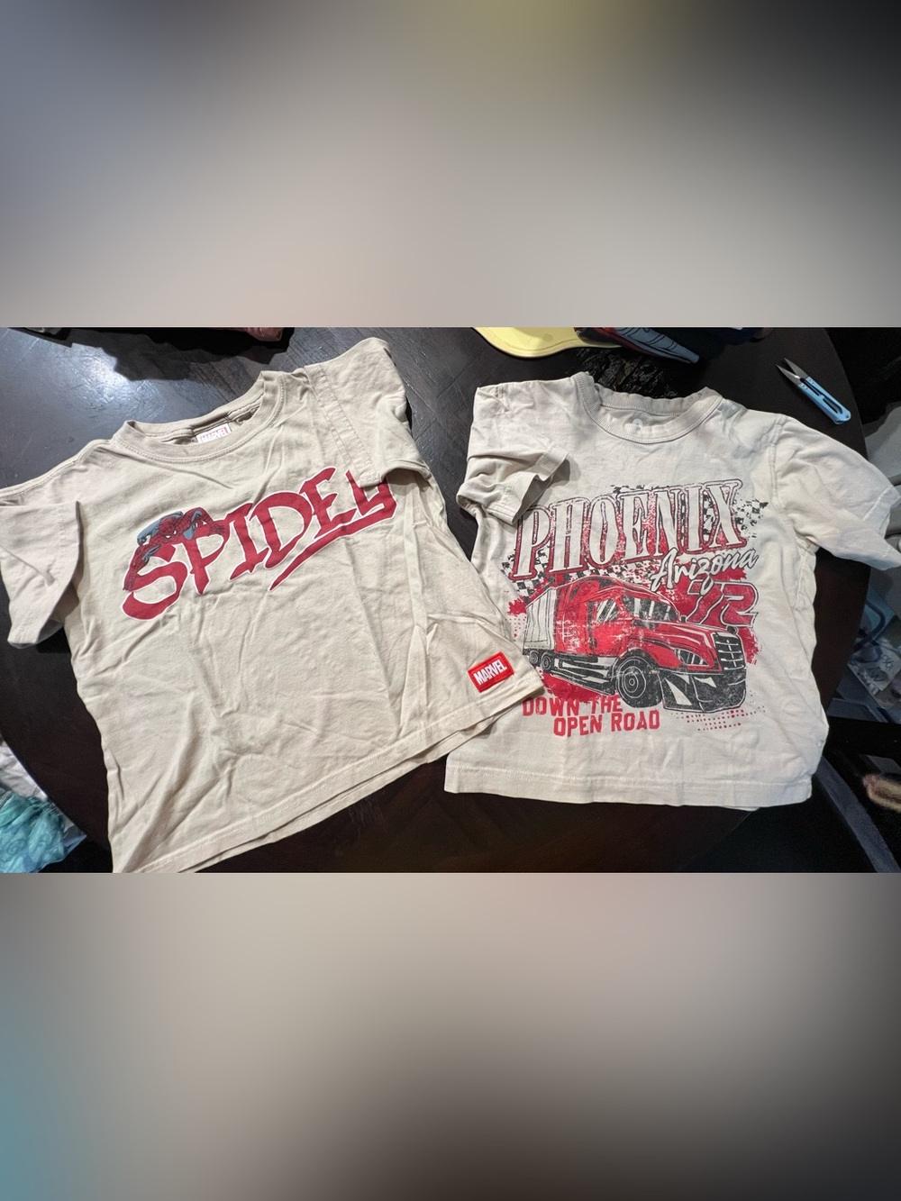 Boys Marvel Spider Man & cotton on semi truck graphic tees bundle size M (7/8)